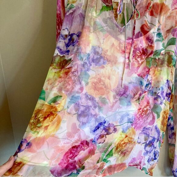 NEW Johnny Was Glinda Silk Peasant Blouse with Camisole Fionna Floral Size L - Picture 10 of 16